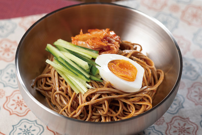 羽黒そば／乾麺／アレンジレシピ／ビビン羽黒そば／城北麺工